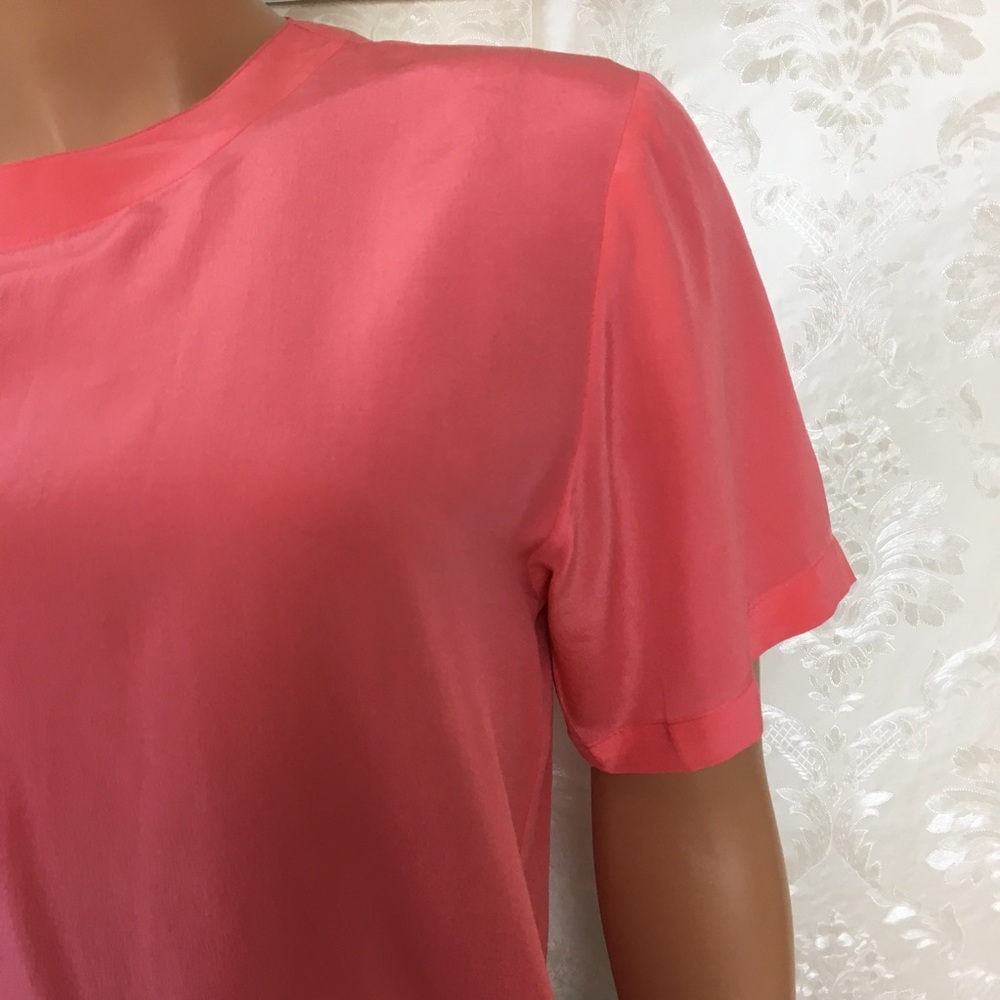 🚨 GONE TODAY🚨Oscar De La Renta Coral Silk Top - Picture 4 of 8